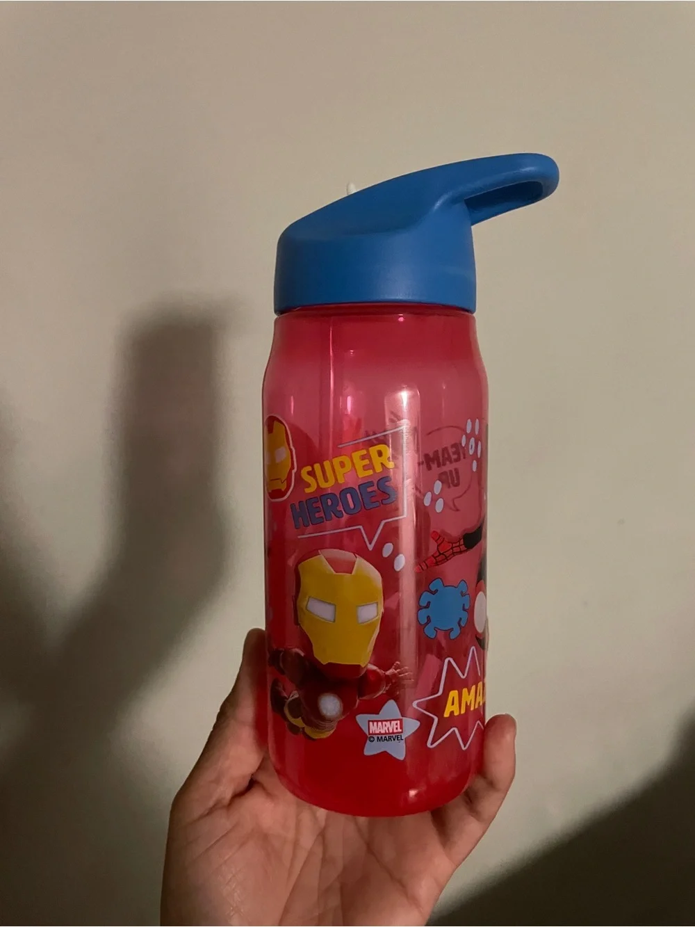 Kids' Pink Spider-Gwen Water Bottle with Blue Lid